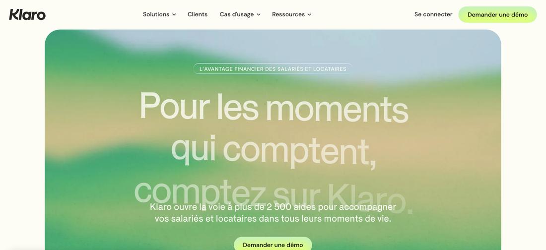 Page d'accueil du site klaro.fr